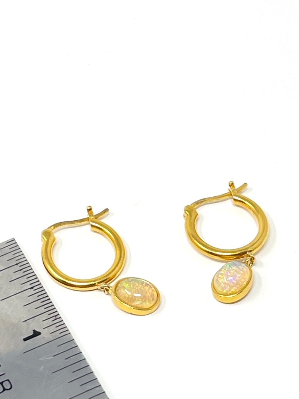 New Anthropologie x Sierra Winter Moonflower Opal Drop Hoop Earrings - Picture 5 of 7